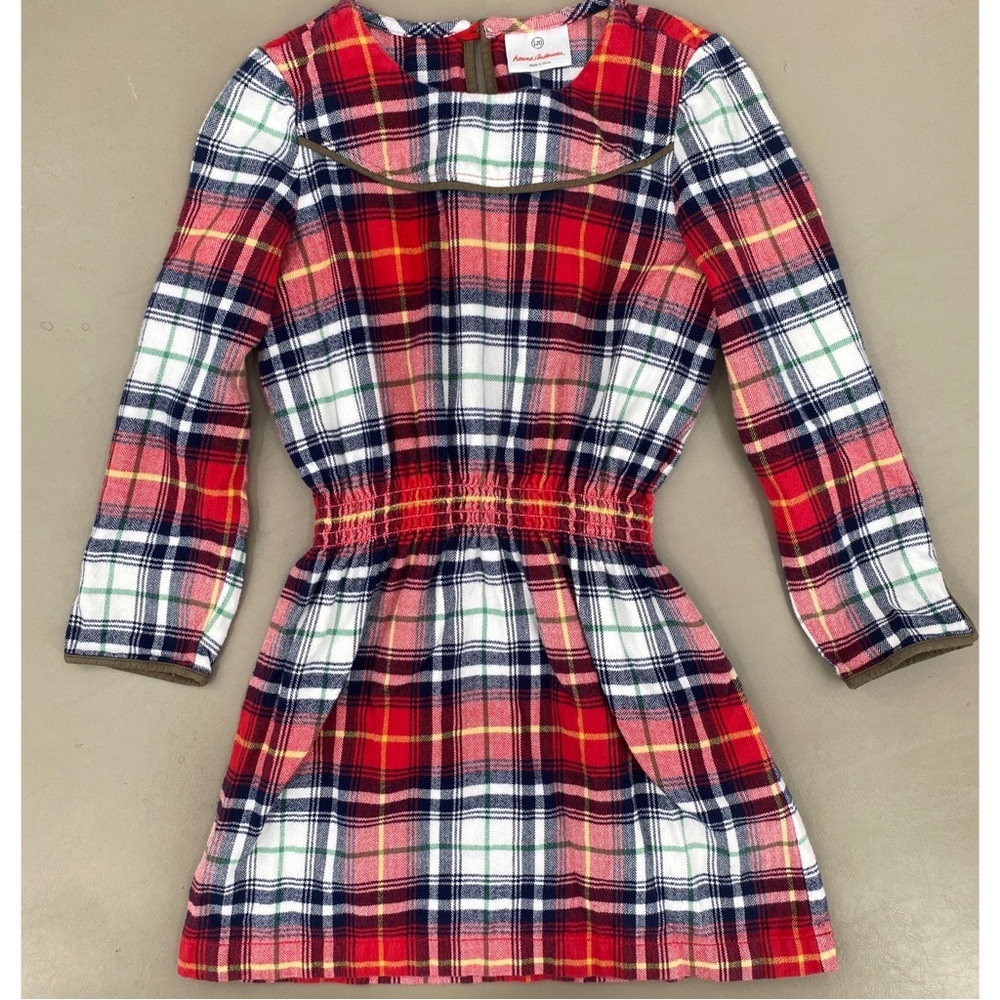 Hanna Andersson Plaid Flannel Red Navy Dress Size Girls 6
